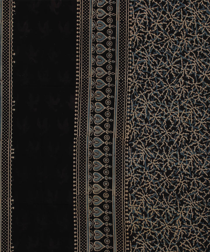 3m black offwhite hand printed cotton ajrakh kurta material