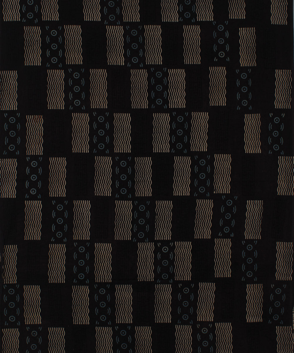 3m black offwhite hand printed cotton ajrakh kurta material