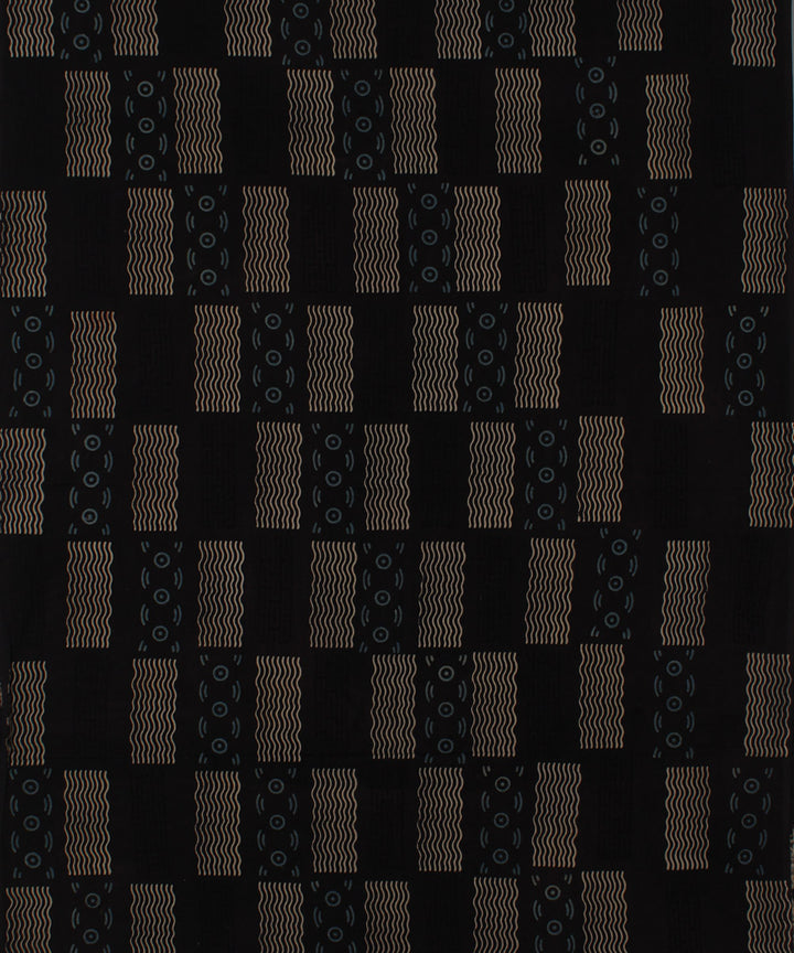 3m black offwhite hand printed cotton ajrakh kurta material