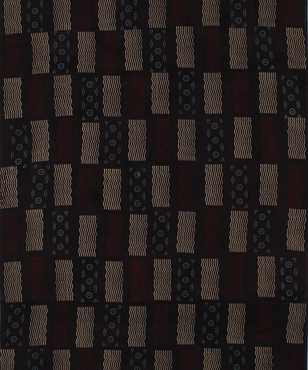3m black hand cotton printed ajrakh kurta material