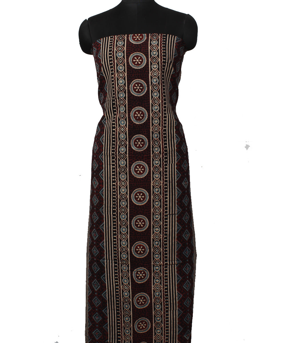 3m cotton black printed ajrakh kurta material