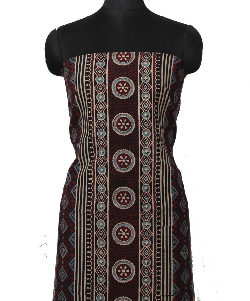 3m cotton black printed ajrakh kurta material