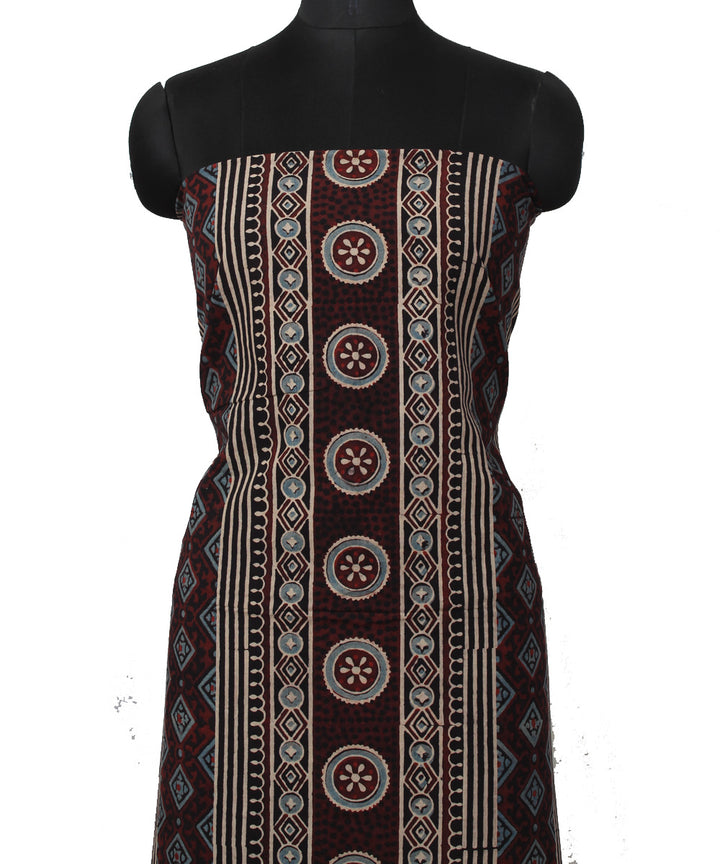 3m cotton black printed ajrakh kurta material