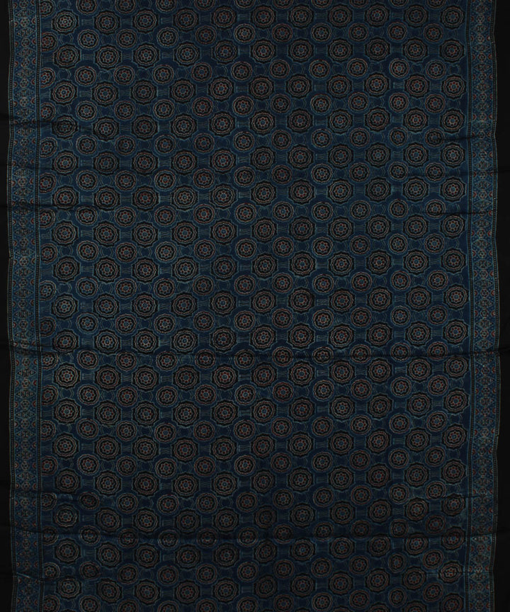 Navy blue black handloom modal silk ajrakh saree