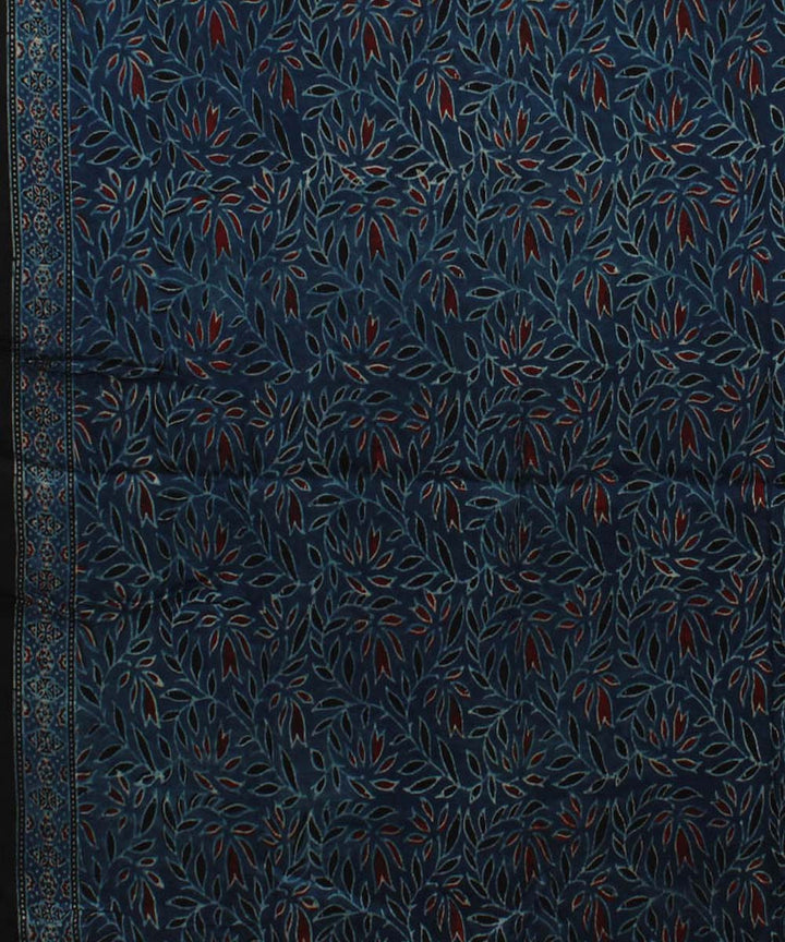 Navy blue black handloom modal silk ajrakh saree