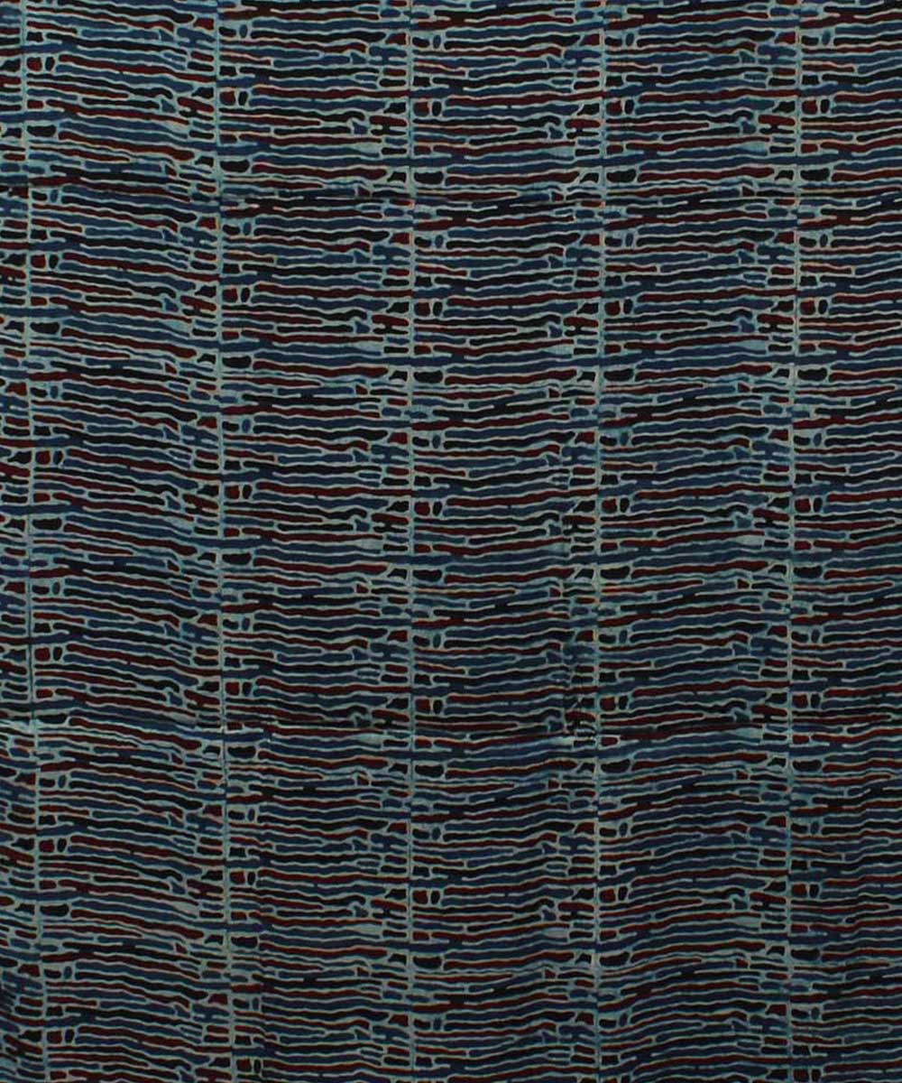 Navy blue black modal silk handloom ajrakh saree