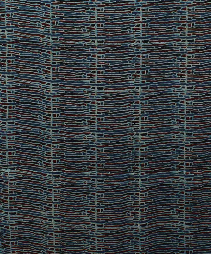 Navy blue black modal silk handloom ajrakh saree