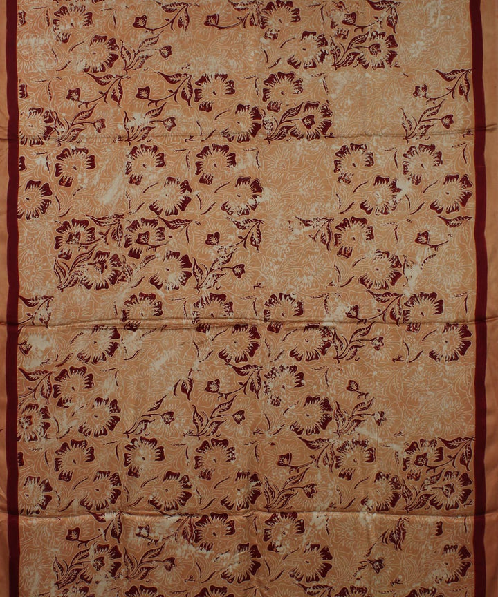 Peach red modal silk handloom ajrakh saree