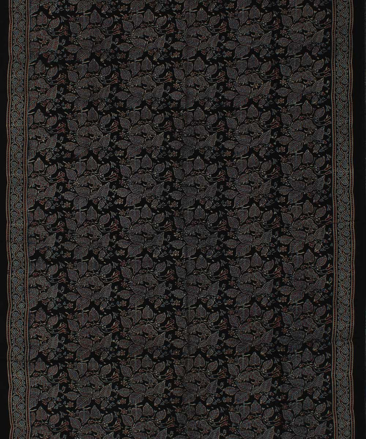 Black brown modal silk handloom ajrakh saree