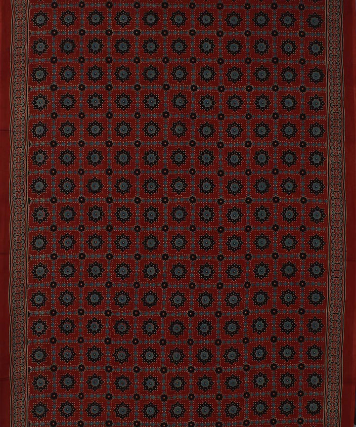Red black kota cotton handloom ajrakh saree