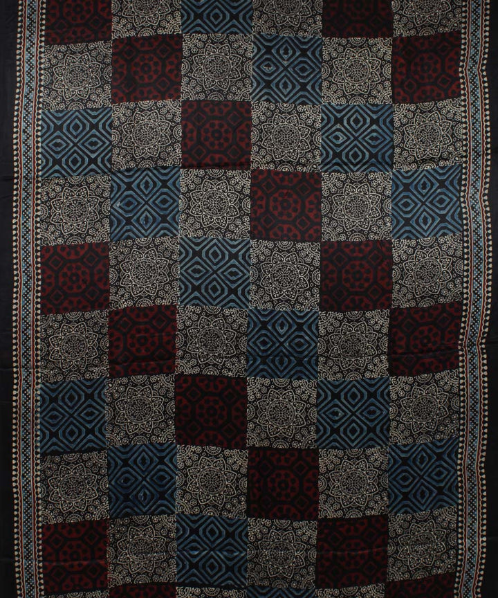 Black blue modal silk handloom tissue pallu ajrakh saree