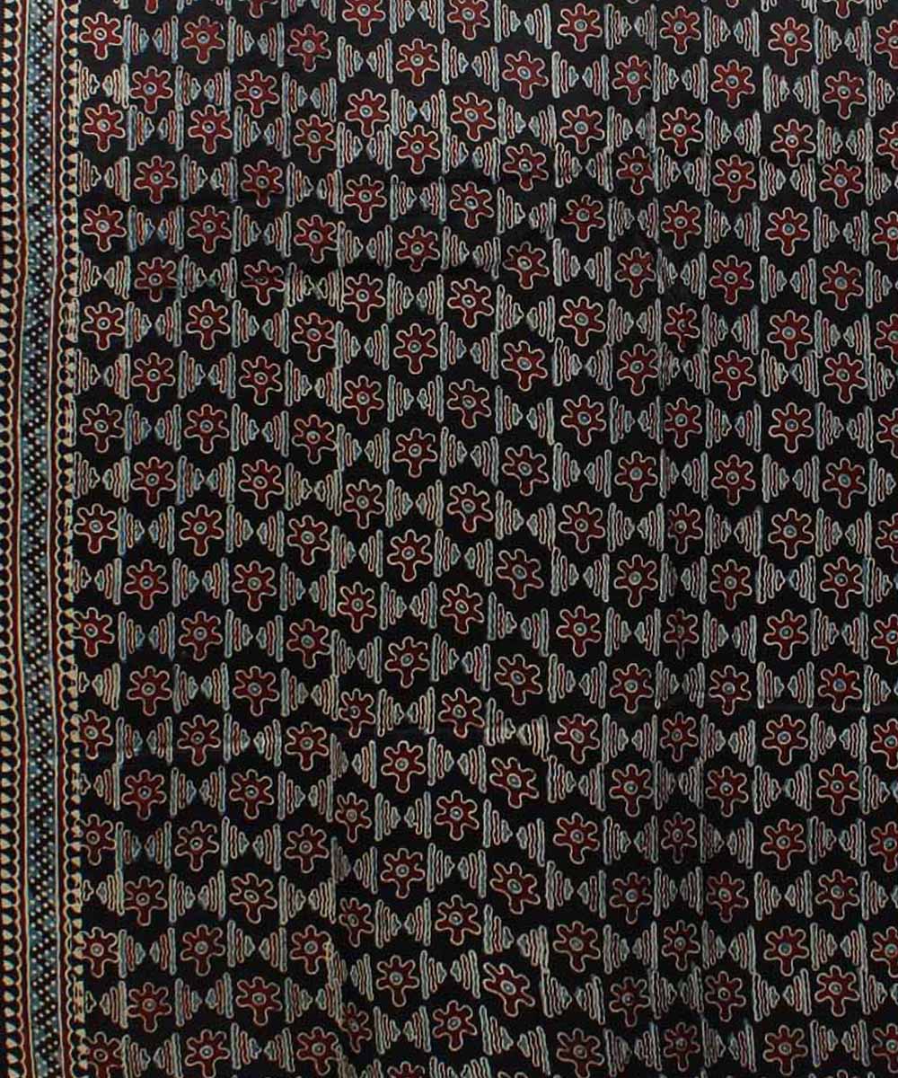 Black blue modal silk handloom tissue pallu ajrakh saree