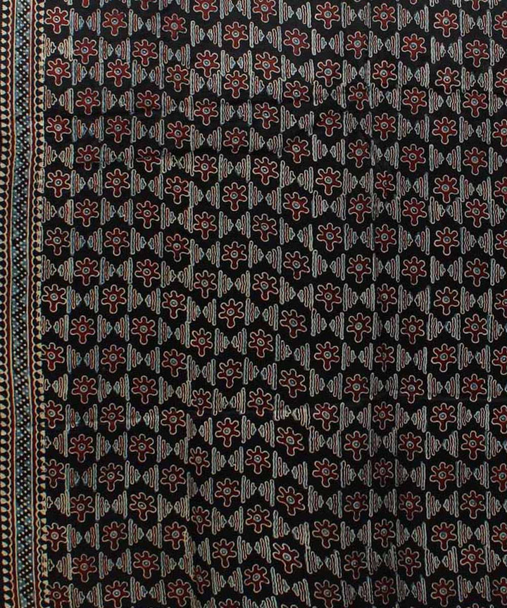 Black blue modal silk handloom tissue pallu ajrakh saree