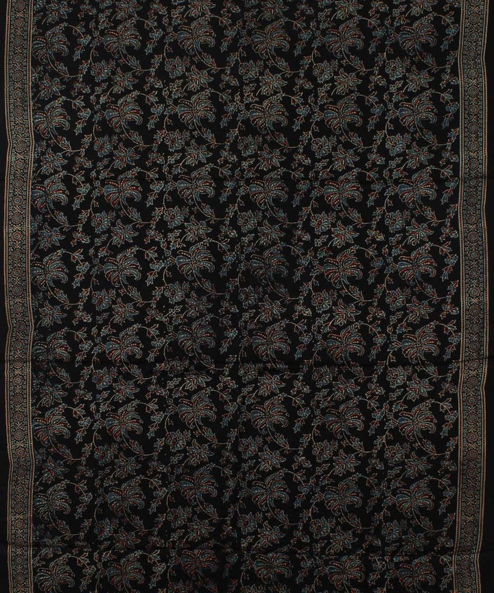 Black brown modal silk ajrakh handloom tissue pallu saree
