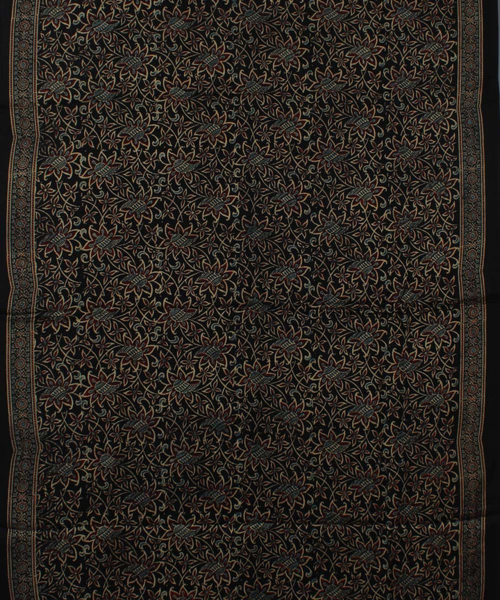 Brown black modal silk handloom tissue pallu ajrakh saree
