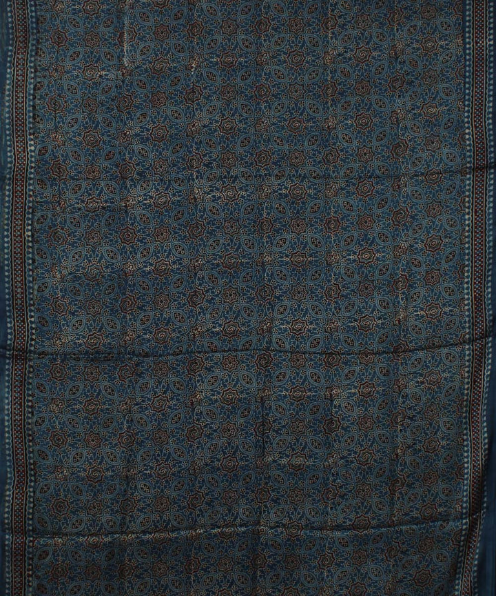 Navy blue black handloom tissue pallu modal silk ajrakh saree