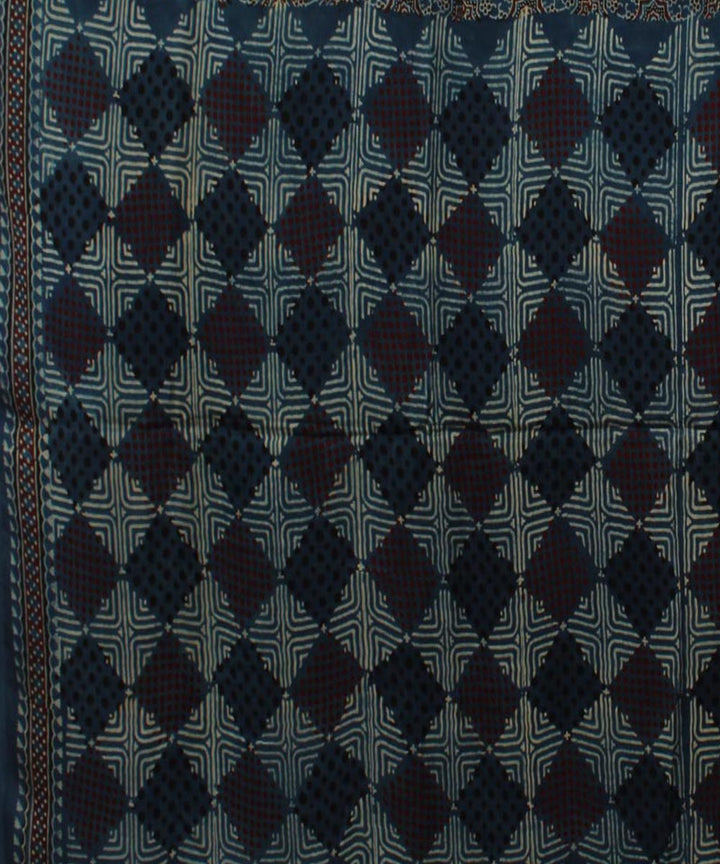 Navy blue black handloom tissue pallu modal silk ajrakh saree