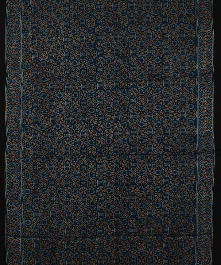 Navy blue modal silk black handloom tissue pallu ajrakh saree