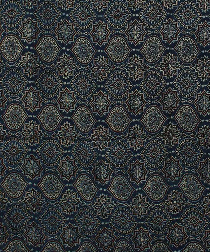 Navy blue modal silk black handloom tissue pallu ajrakh saree