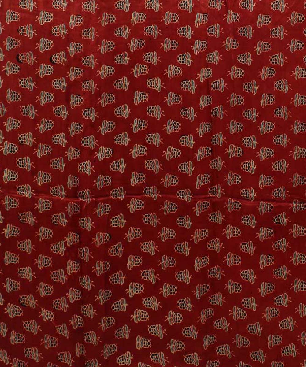 Red black modal silk handloom tissue pallu ajrakh saree