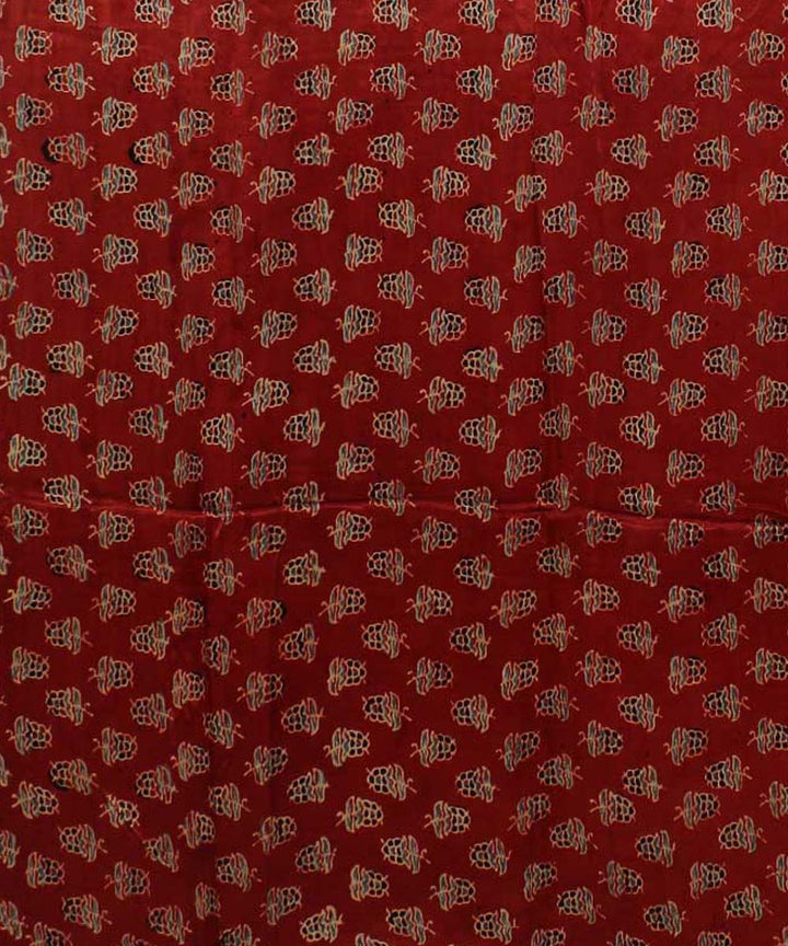 Red black modal silk handloom tissue pallu ajrakh saree