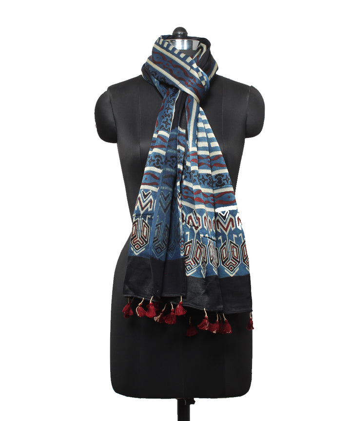 Black indigo mashru handloom ajrakh stole