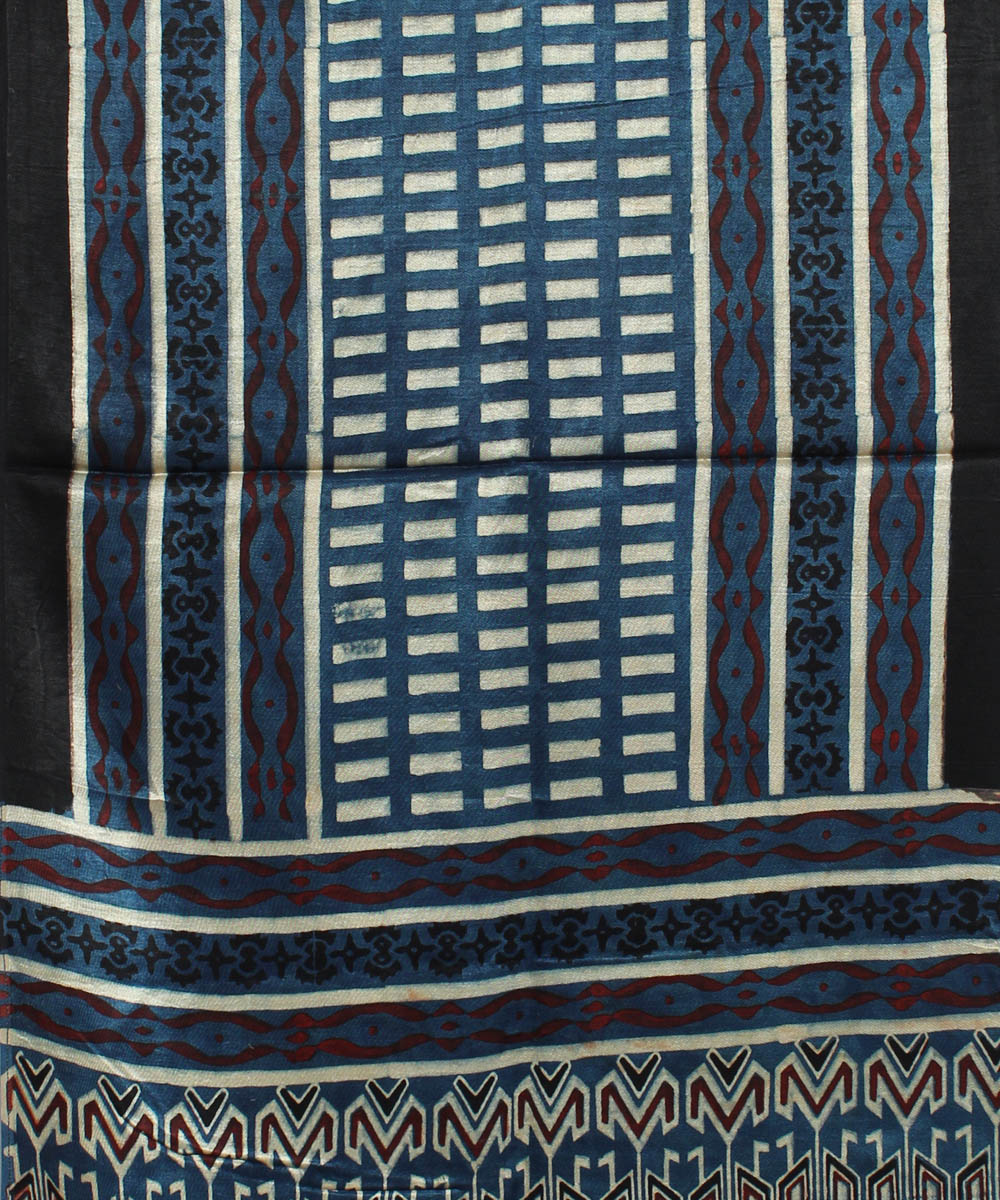 Black indigo mashru handloom ajrakh stole
