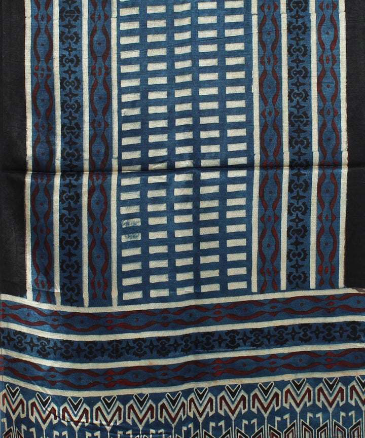 Black indigo mashru handloom ajrakh stole