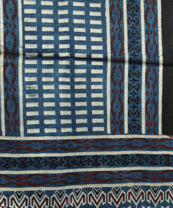 Black indigo mashru handloom ajrakh stole