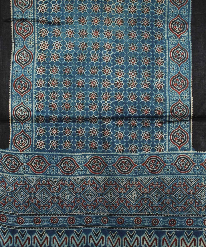 Indigo black mashru handloom ajrakh stole