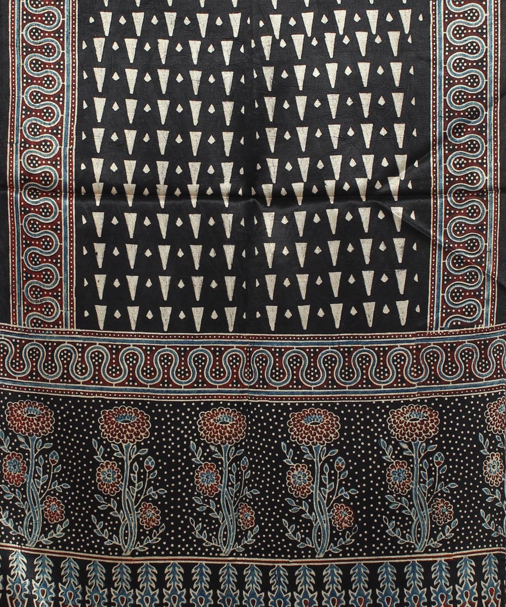 Black offwhite mashru handloom ajrakh stole