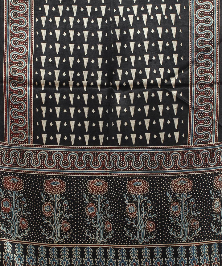 Black offwhite mashru handloom ajrakh stole
