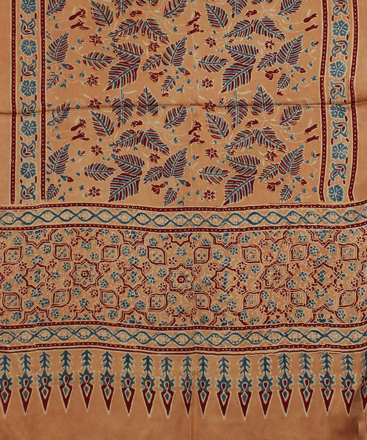 Brown handloom modal ajrakh stole