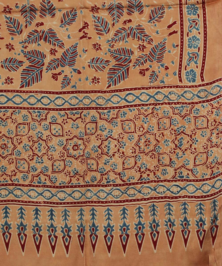 Brown handloom modal ajrakh stole