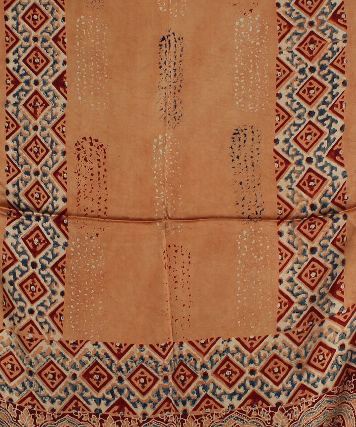 Brown red modal handloom ajrakh stole