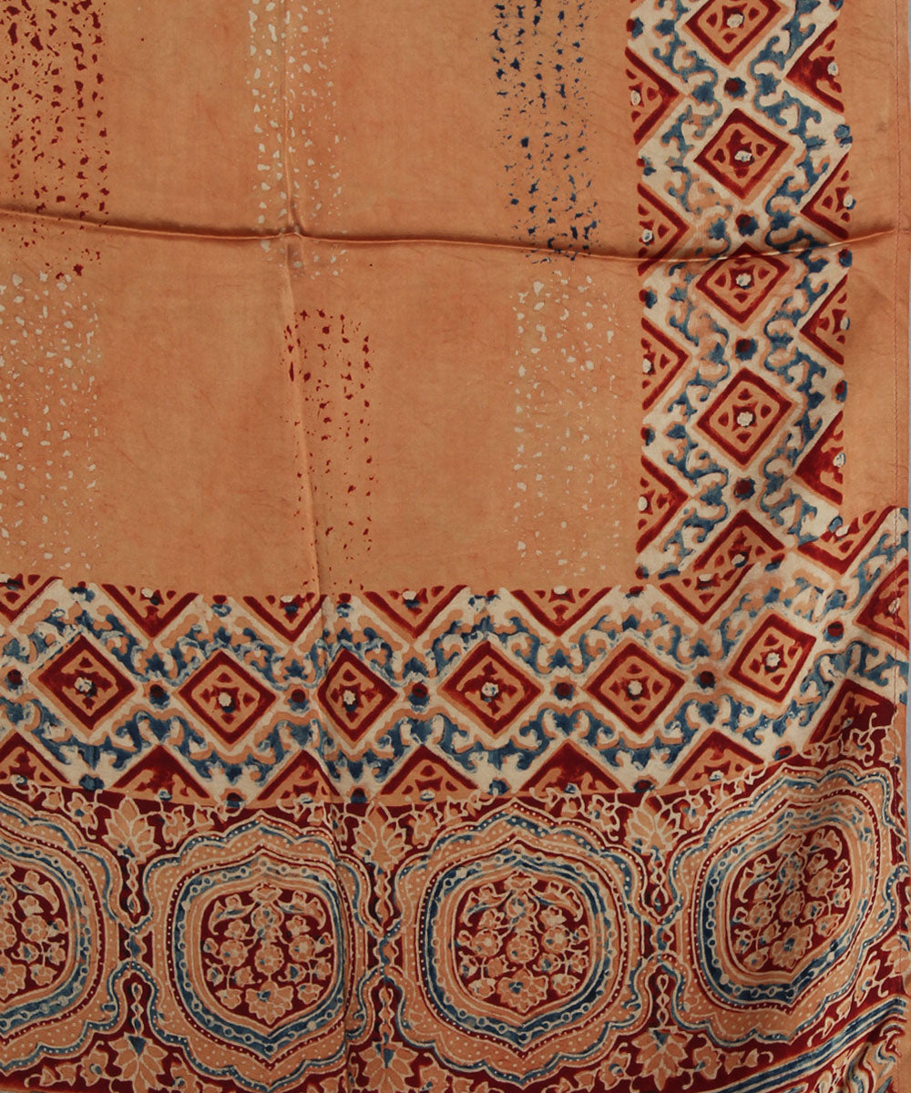 Brown red modal handloom ajrakh stole