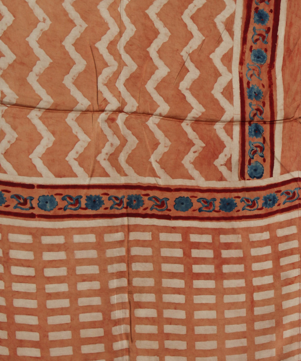 Brown maroon modal handloom ajrakh stole