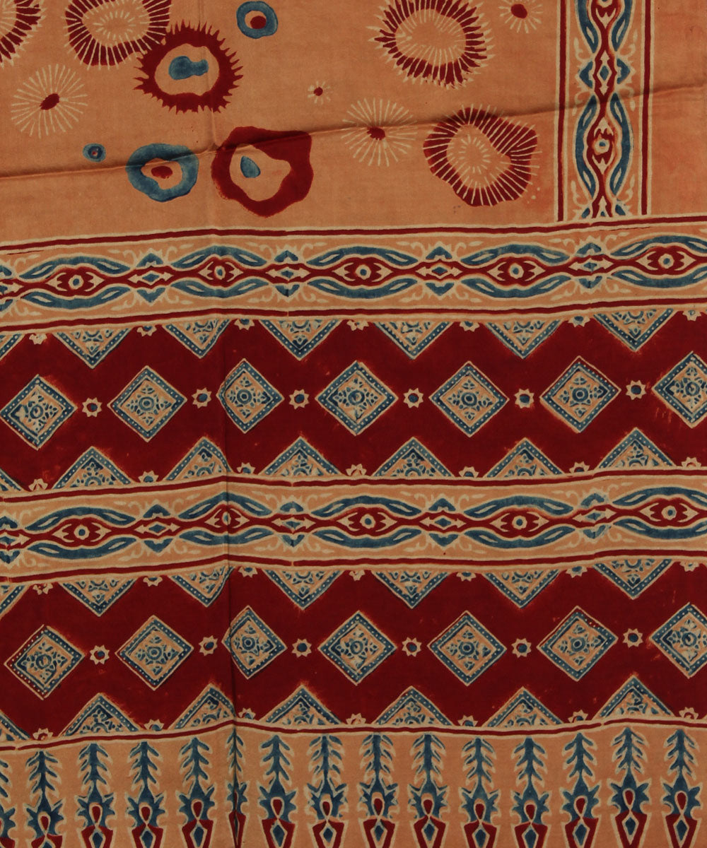 Brown modal maroon handloom ajrakh stole