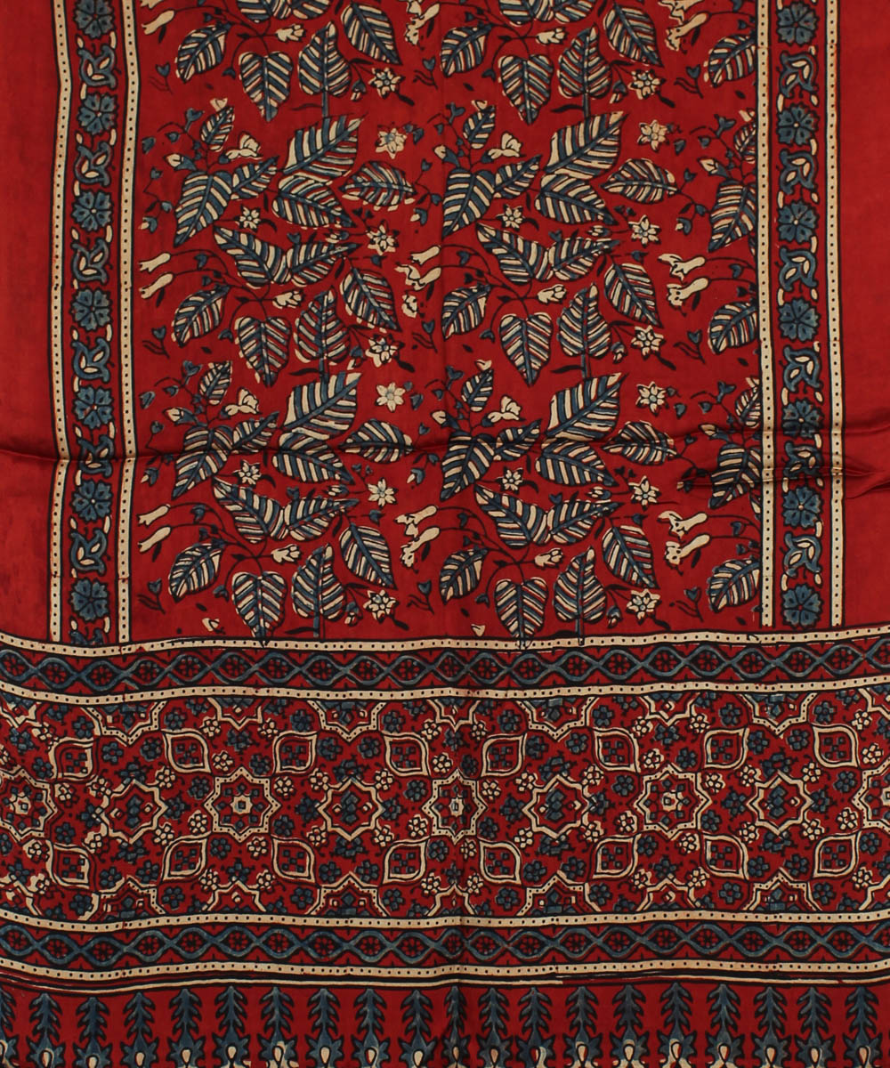 Red handloom ajrakh modal stole