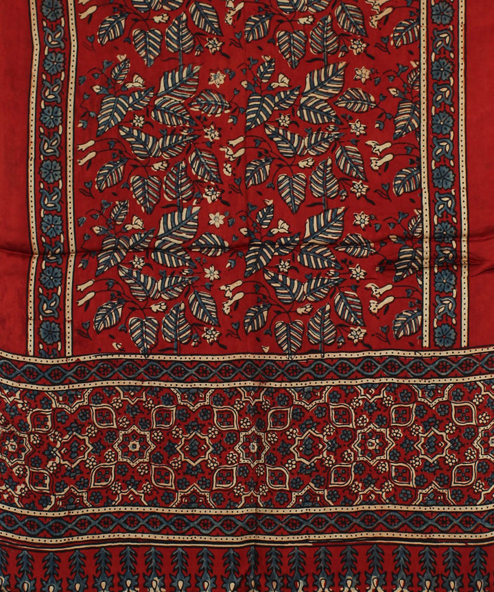 Red handloom ajrakh modal stole