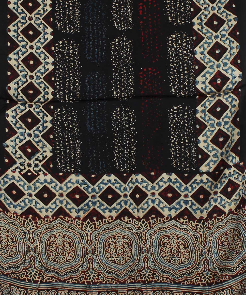 Black offwhite modal handloom ajrakh stole