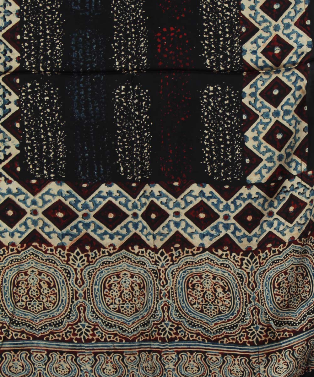 Black offwhite modal handloom ajrakh stole