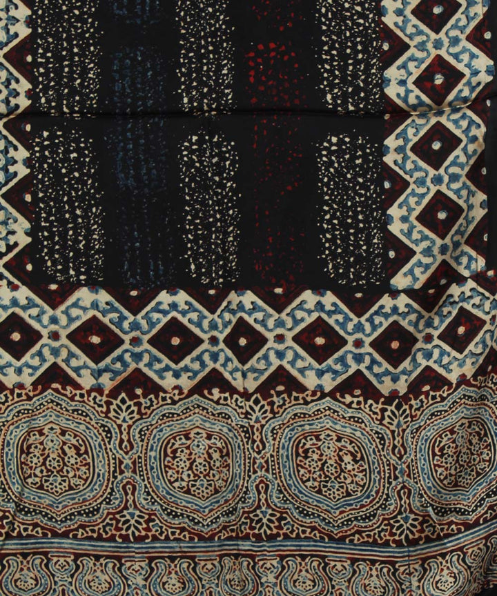 Black offwhite modal handloom ajrakh stole