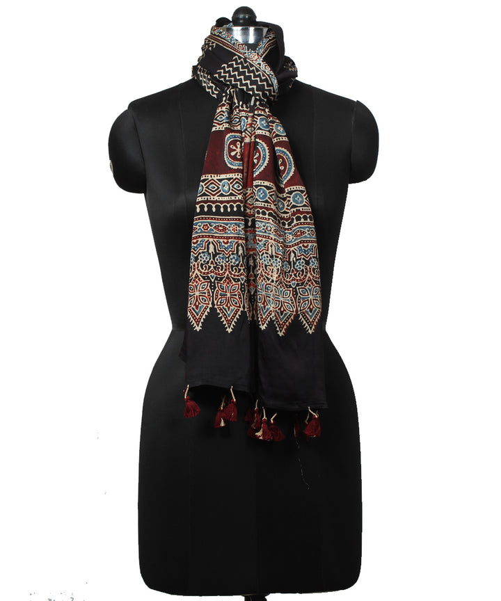 Black handloom ajrakh modal stole