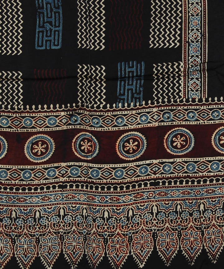 Black handloom ajrakh modal stole