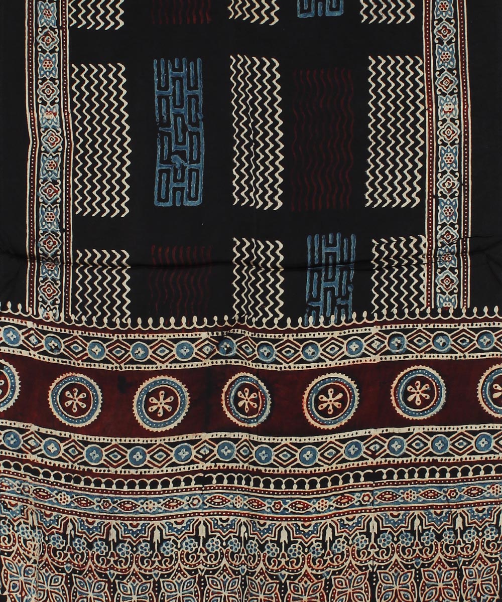 Black handloom ajrakh modal stole