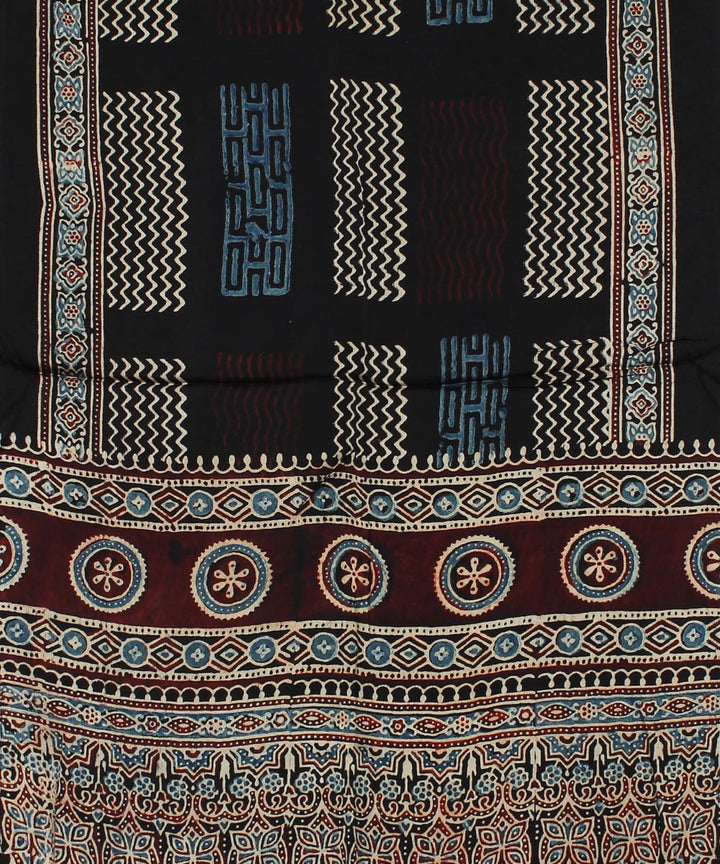 Black handloom ajrakh modal stole