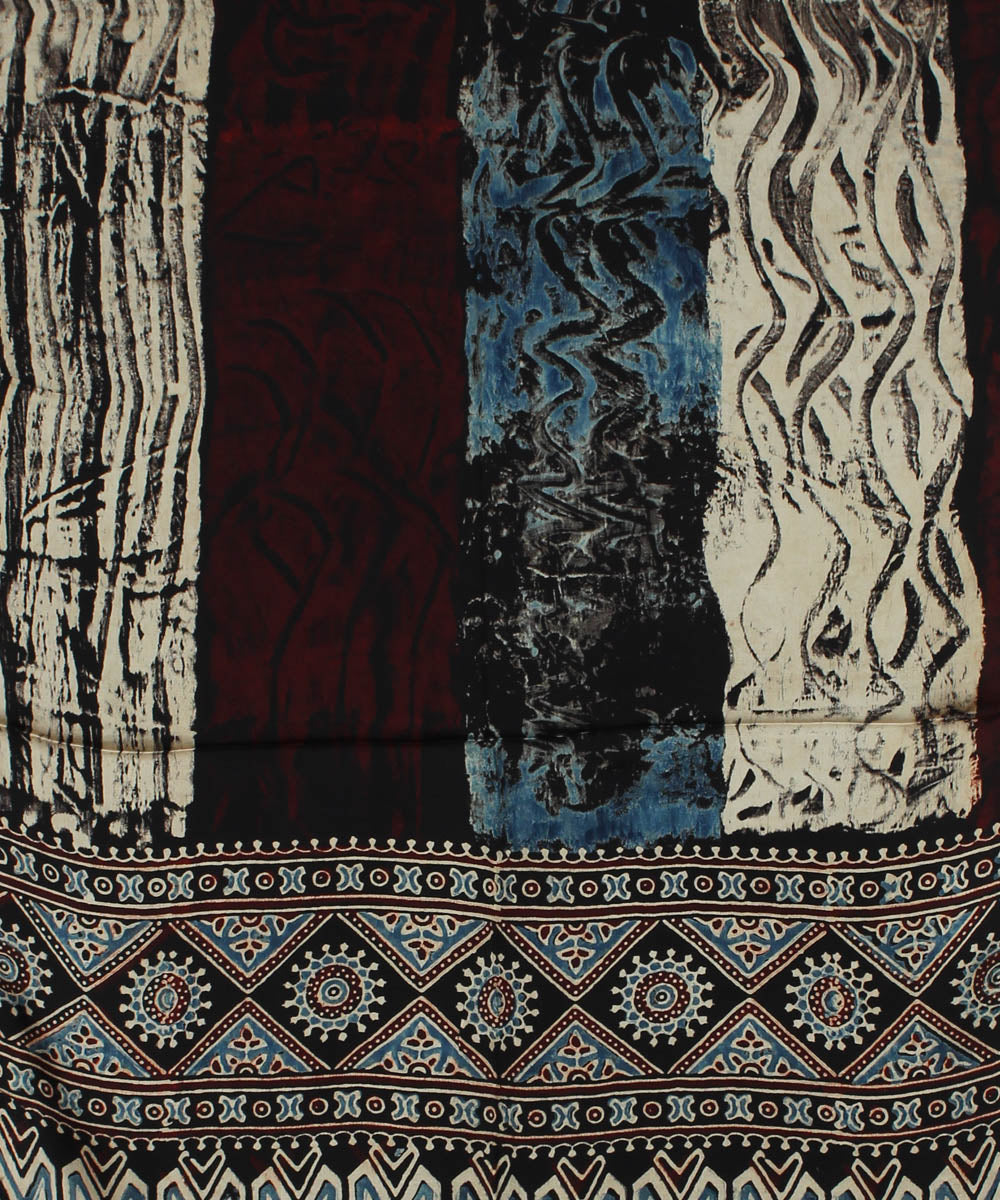 Black offwhite handloom ajrakh modal stole