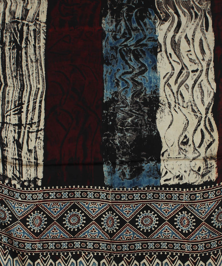 Black offwhite handloom ajrakh modal stole
