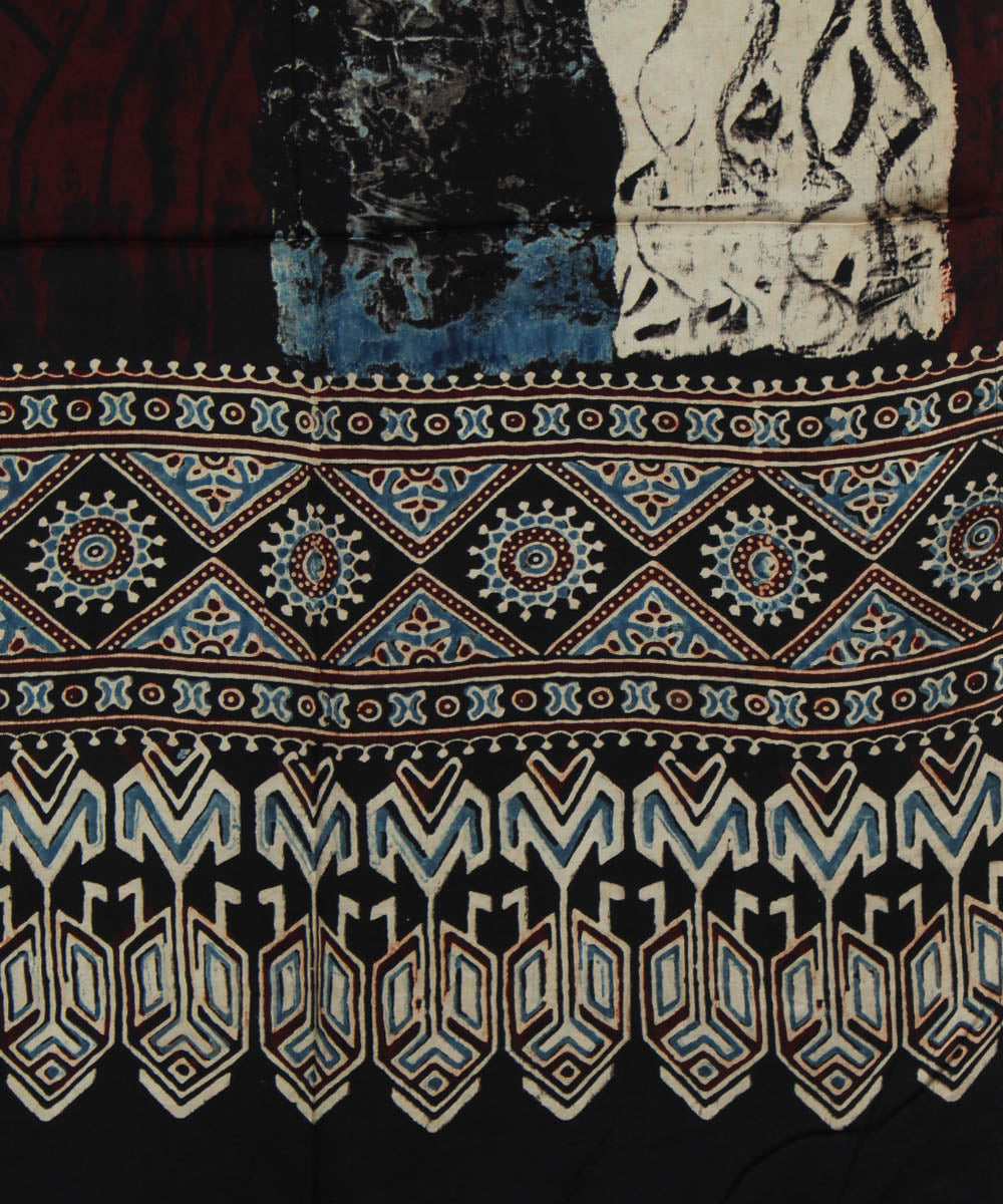 Black offwhite handloom ajrakh modal stole